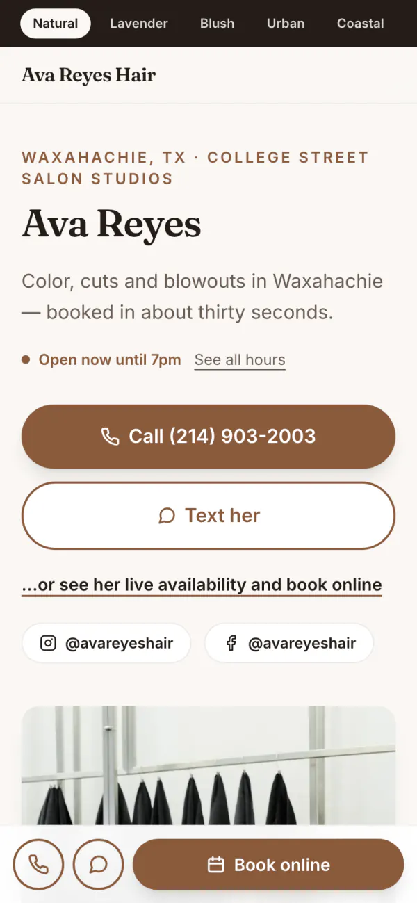 Ava Reyes Hair in its Natural look: her name, Call, Text her, and see her live availability